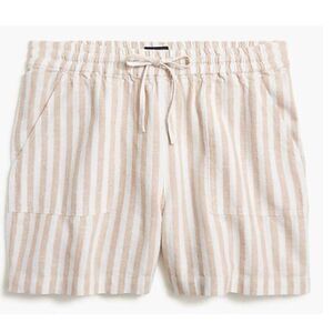 J Crew Women's‎ Plus Size Linen Drawstring Short 4.5" Striped Tan White Size 3X